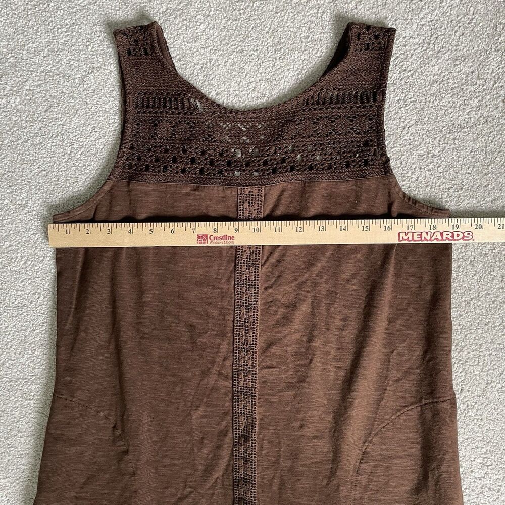 J. Jill Knit Crochet Cotton Blend Dress Brown Knee Length Pockets Size Medium - Picture 10 of 11